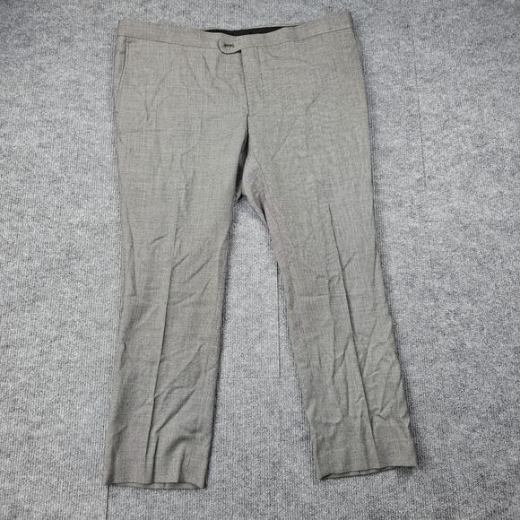 Indochino Dress Pants Mens 39x26 Gray Formal Wool Blend Suit Trousers Textured - Picture 1 of 10